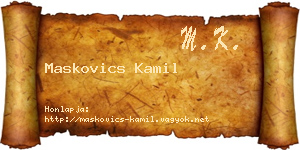 Maskovics Kamil névjegykártya